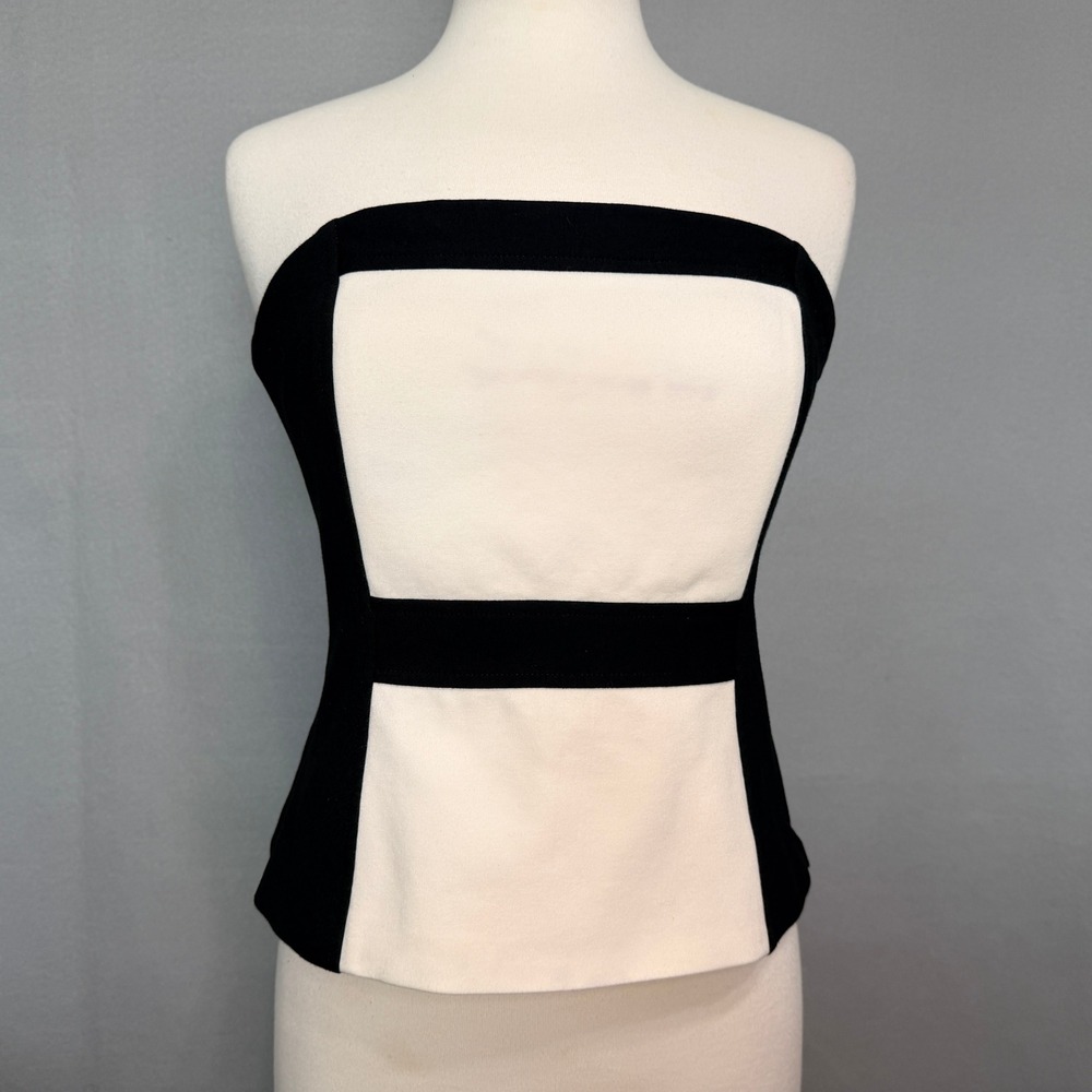 White House Black Market Colorblock Strapless Corset Top Womens Size 8 Night Out